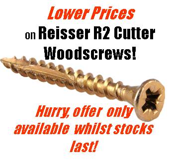 Reisser R2 cutter woodscrews in industry packs at new low prices